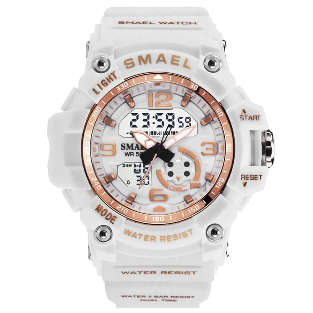 Smael 1808 White/Rose Gold Multifunction Watch