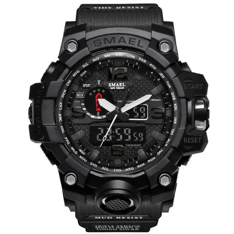 Smael 1545D Black Multifunctional Watch